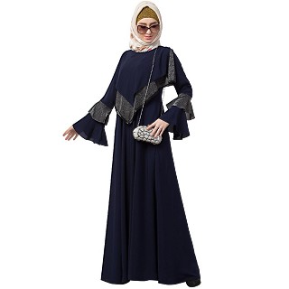 Designer Cape abaya- Navy Blue